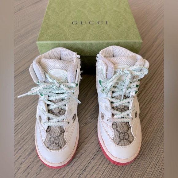 GUCCI 🤍🤎 Limited Edition High Top Zip Up Kids Sneakers - Picture 12 of 15